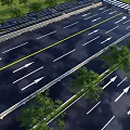 Road Traffic Infrastructure With Multiple Lanes Parking Areas Directional Arrows And Green Belts