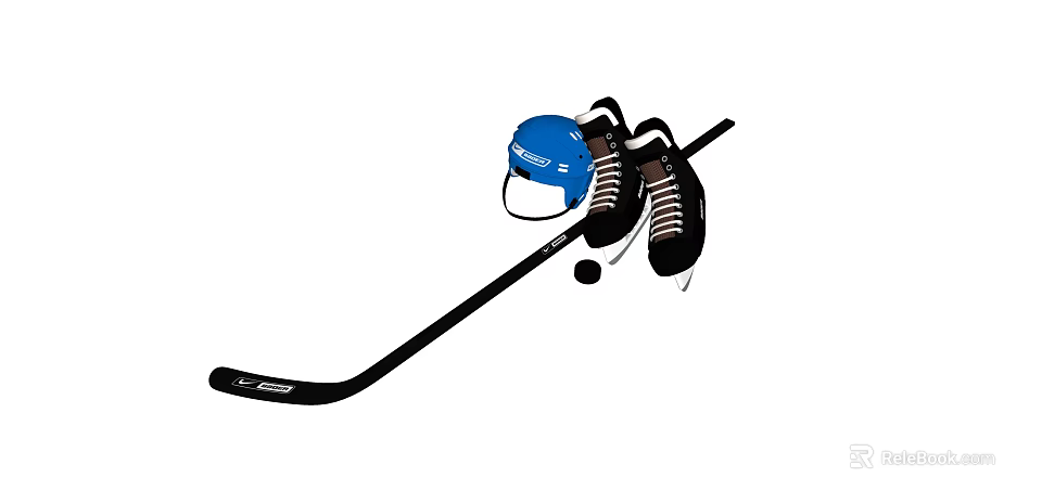Professional Hockey Sports Equipment With Stick Helmet Skates And Puck 3d model 