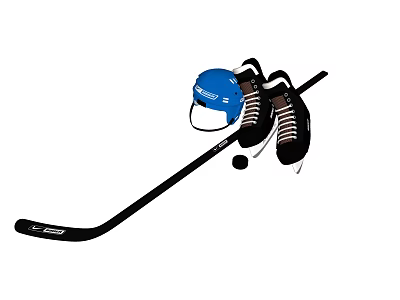Professional Hockey Sports Equipment With Stick Helmet Skates And Puck 3d model