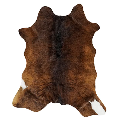 Unique Shaped Faux Fur Area Rug In Brown And White 3d model
