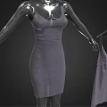 Gray Fitted Spaghetti Strap Dress On Mannequin With Hanging Garment