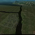 Aerial Planning of River Surrounded Planned Area with Forest and Mountains