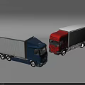 Red and Blue Box Cargo Trucks for Commercial Transport Applications