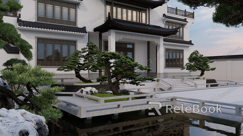 Chinese-style courtyard garden model