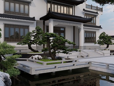 Chinese-style courtyard garden model