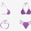 Purple Bikini Swimwear Design With Triangle Top And Strappy Tie Details