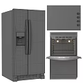 Stainless Steel Modern Kitchen Appliances Set Including Refrigerator Cooktop And Oven