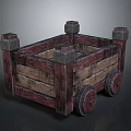 Vintage Wooden Train Carriage With Square Frame And Classic Retro Wheels Design