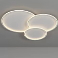 Modern Three Circular Ceiling Lights With White Shade And Illuminated Ring Design 3d model