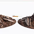 Natural Scenic View of Weathered Wood Pieces and Stones on Soil Mounds