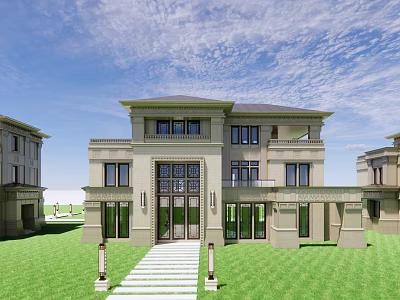New Chinese style single-family villa 3d model