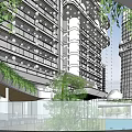 Modern Commercial Complex With High Rise Buildings And Landscaped Plaza Areas