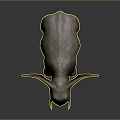 Elephant With Large Ears Long Trunk And Ivory Tusks Standing On Gray Background