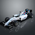 Williams Martini Formula 1 Car Streamlined Body White Blue Red Stripes Large Tires Rear Wing