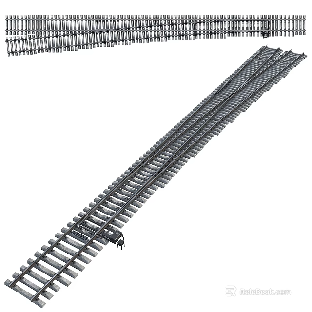 Garden Ornament Miniature Railway Track With Metal Switch And Extended Metal Rails 3d model 