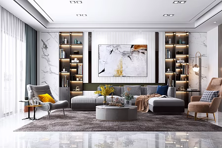 Light Luxury Living Room 3d model