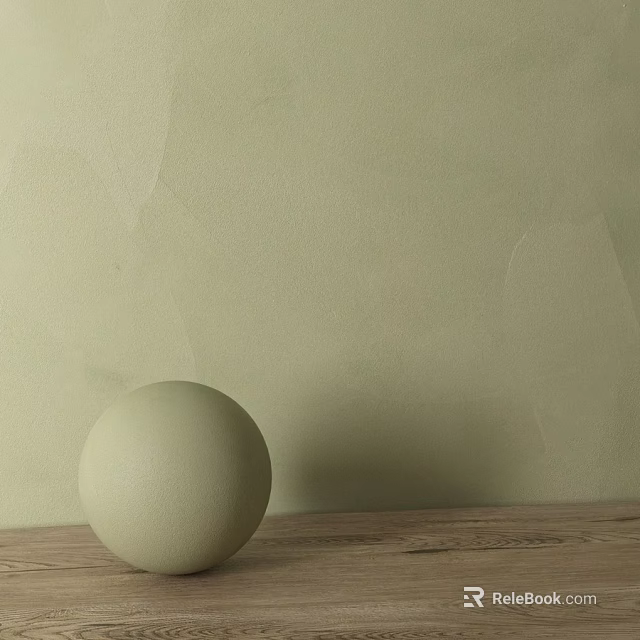 Light Green Sphere Placed On Wooden Tabletop Against Light Green Wall 3d model 
