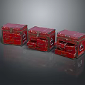 Three Red Hardware Toolboxes with Locks and Drawers for Storage Organization 3d model