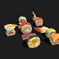 Fresh Sushi Rolls With Salmon Tuna Avocado And Sashimi Varieties