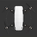 Lightweight Quadcopter Drone with White Body Black Components and Green LED Light