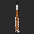 Military Multistage Rocket Weapon With Solid Boosters And Orange White Design 3d model