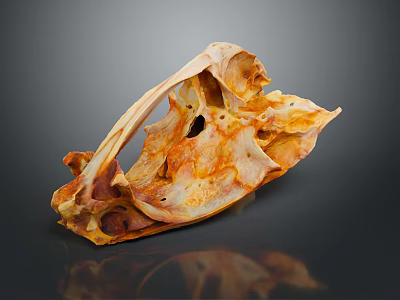 Natural Skeletal Structure With Orange Brown Tones On Dark Reflective Background 3d model
