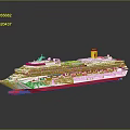 Luxury Cruise Ship Model With White Hull Red Bottom And Yellow Funnel