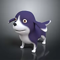 Cute Cartoon Style Purple And White Puppy 3D Model Character With Friendly Expression