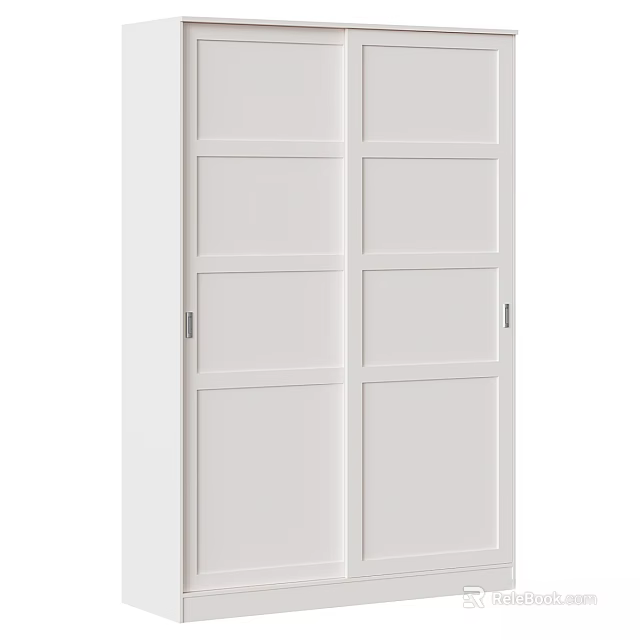 White Cabinet Door With Panel Design And Metal Handles For Modern Storage Solutions 3d model 