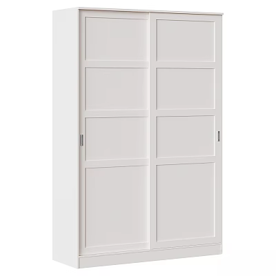 White Cabinet Door With Panel Design And Metal Handles For Modern Storage Solutions 3d model