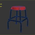 Red Padded Bar Stool With Black Metal Frame For Modern Home Use