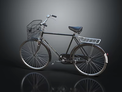 Stylish Classic Urban Commuter Bike With Front Basket And Rear Rack 3d model