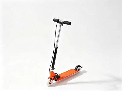 Orange Children's Scooter With Black Handlebars White Wheels And Lightweight Design 3d model