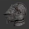 Medieval Metal Helmet With Rusty Worn Surface And Decorative Visor Structure 3d model