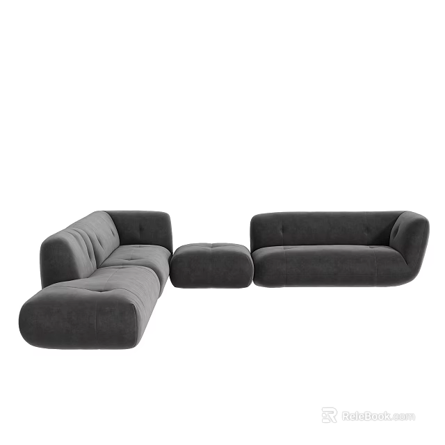 Modern Gray Sectional Sofa With Modular Design And Upholstered Seats 3d model