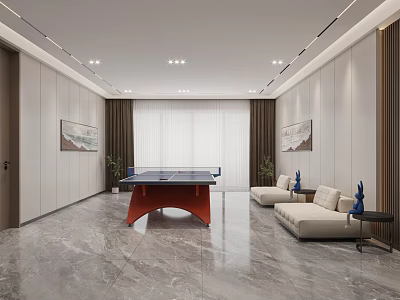 Modern Multipurpose Room With Ping Pong Table And Sofas 3d model