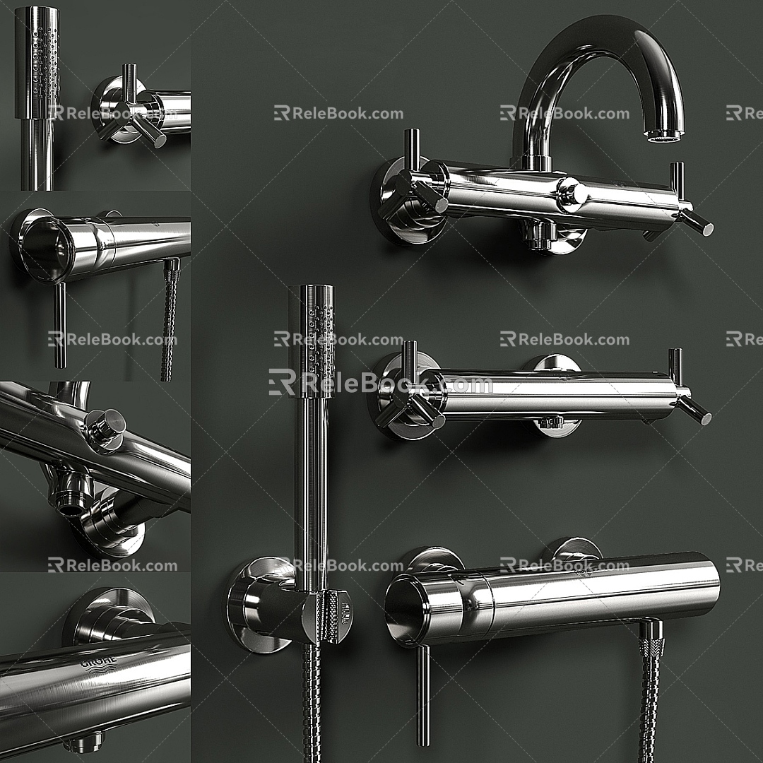 Modern stainless steel faucet 3d model