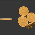 Household Gold Coins With Euro Symbol Stacked And Single On Black