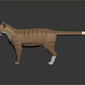 Origami Brown Striped Cat With White Belly Paws And Green Eyes