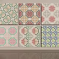 Colorful Wall Decor With Various Floral And Geometric Patterns In Different Tones 3d model
