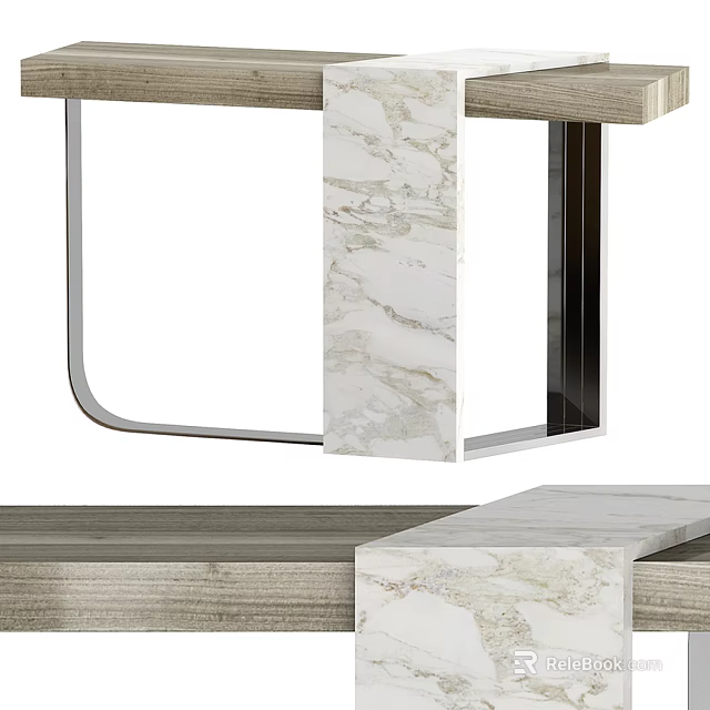 Elegant Modern Console Table With Marble Surface And Metal Frame Design 3d model 