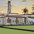 Spacious Office Building Complex With Central Courtyard Water Features And Green Spaces