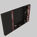 Modern TV Wall Unit With Dark And Pink Wooden Cabinets Open Shelves And Storage Spaces