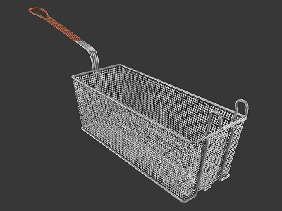 Stainless Steel Frying Basket With Wooden Handle For Kitchen Cooking Use 3d model
