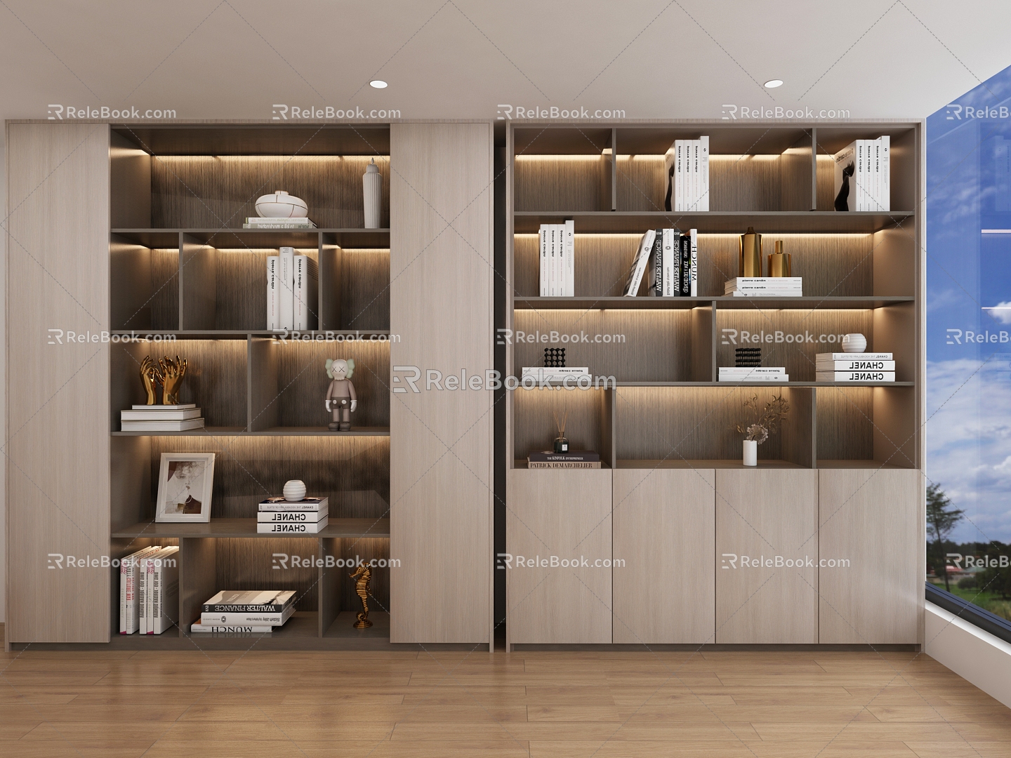 Modern Bookcase Decorative Cabinet Cabinet 3d model