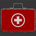 Red Metal First Aid Kit With White Cross Symbol And Portable Handle