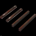 Four Red Textured Long Strips Arranged Side by Side on Black Background 3d model