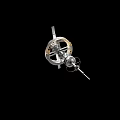 Cartoon Spacecraft Structure Scene With Metallic Ring Rod Design And Black Background 3d model
