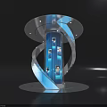 Modern Tech Display Structure With Spiral Design And Blue Illuminated Screens 3d model