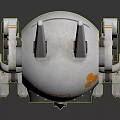 White Robot Rabbit With Long Ears Blue Eyes Orange Accents TB Logo And Mechanical Limbs